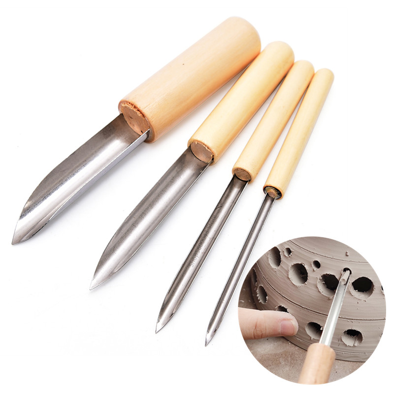 Chisel Set Wood - أداة الفخار الناخس 4 قطعة/مجموعة الفولاذ