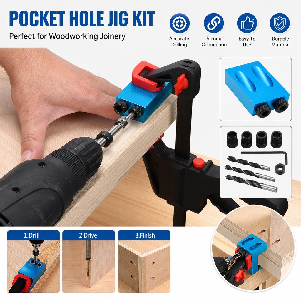 Pocket Hole Jig - طقم أدوات حفر ثقوب الجيب 14