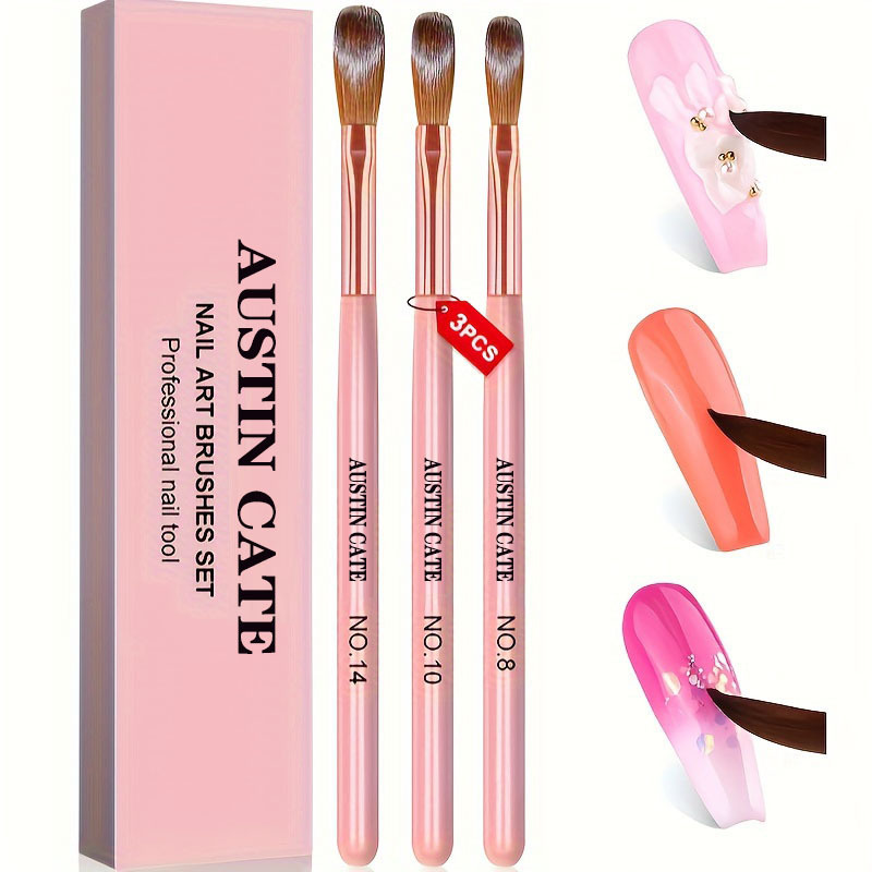 Chisel Set Wood - 3 قطعة مجموعة فرشاة أظافر أكريليك
