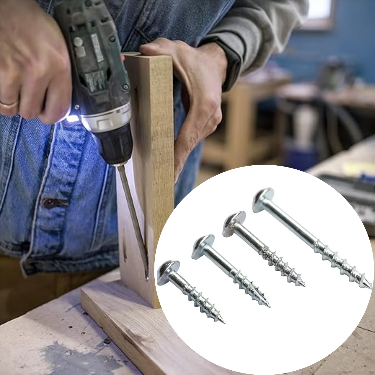 Pocket Hole Jig - 100 قطعة من مسامير الجيب المطلية