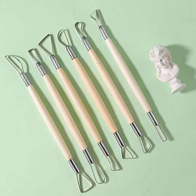 Chisel Set Wood - 6 قطعة مقبض خشبي الشمع الفخار